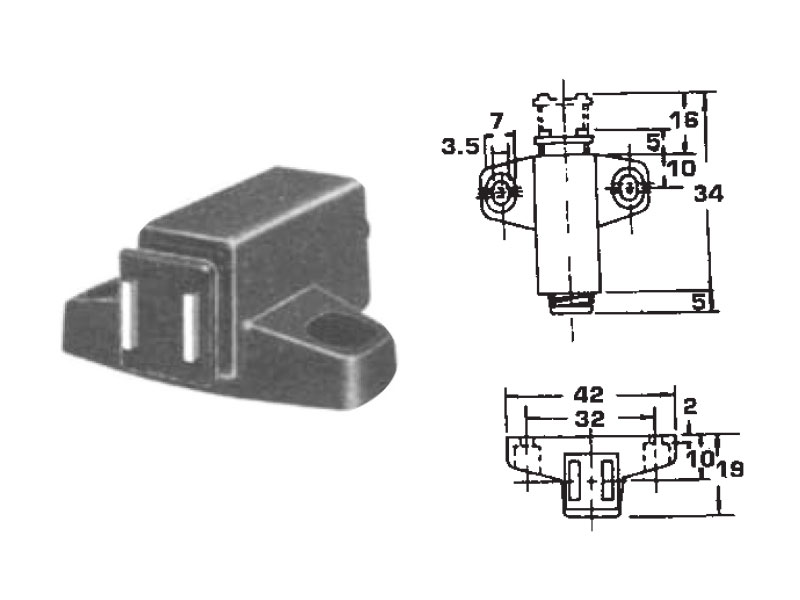 Single Magnetic Touch Latch with 32mm Hole Centers